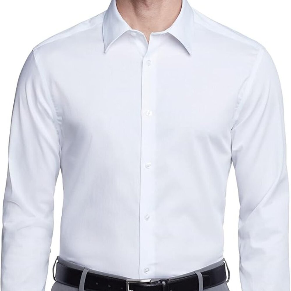 Men’s button up white Calvin Klein dress shirt
